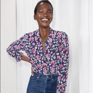 & Other Stories Mulberry Floral Print Silk Shirt